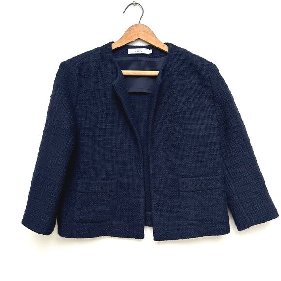 0039 Italy Navy Blue Textured Blazer Jacket - Size S - Picture 1 of 5